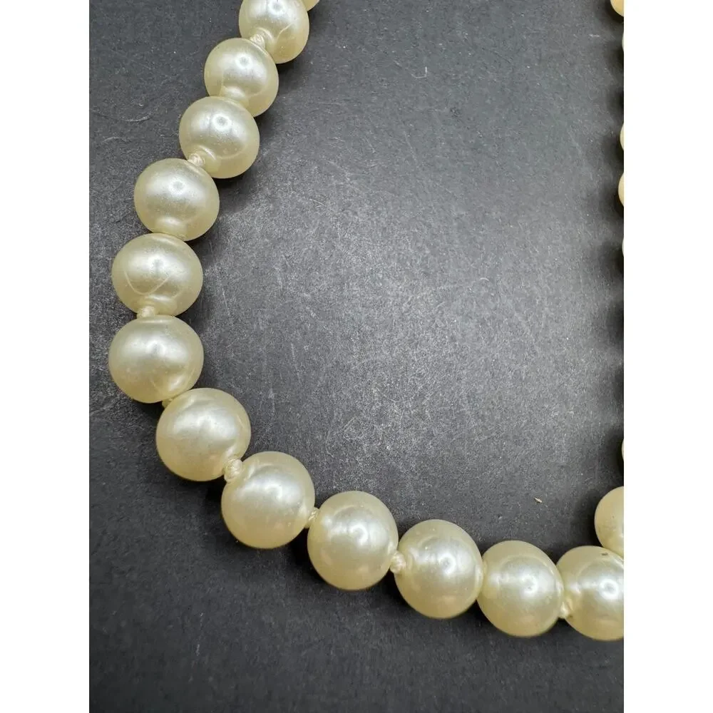 Vintage Hand Knotted Estate Solid Pearl Single Strand Necklace 18